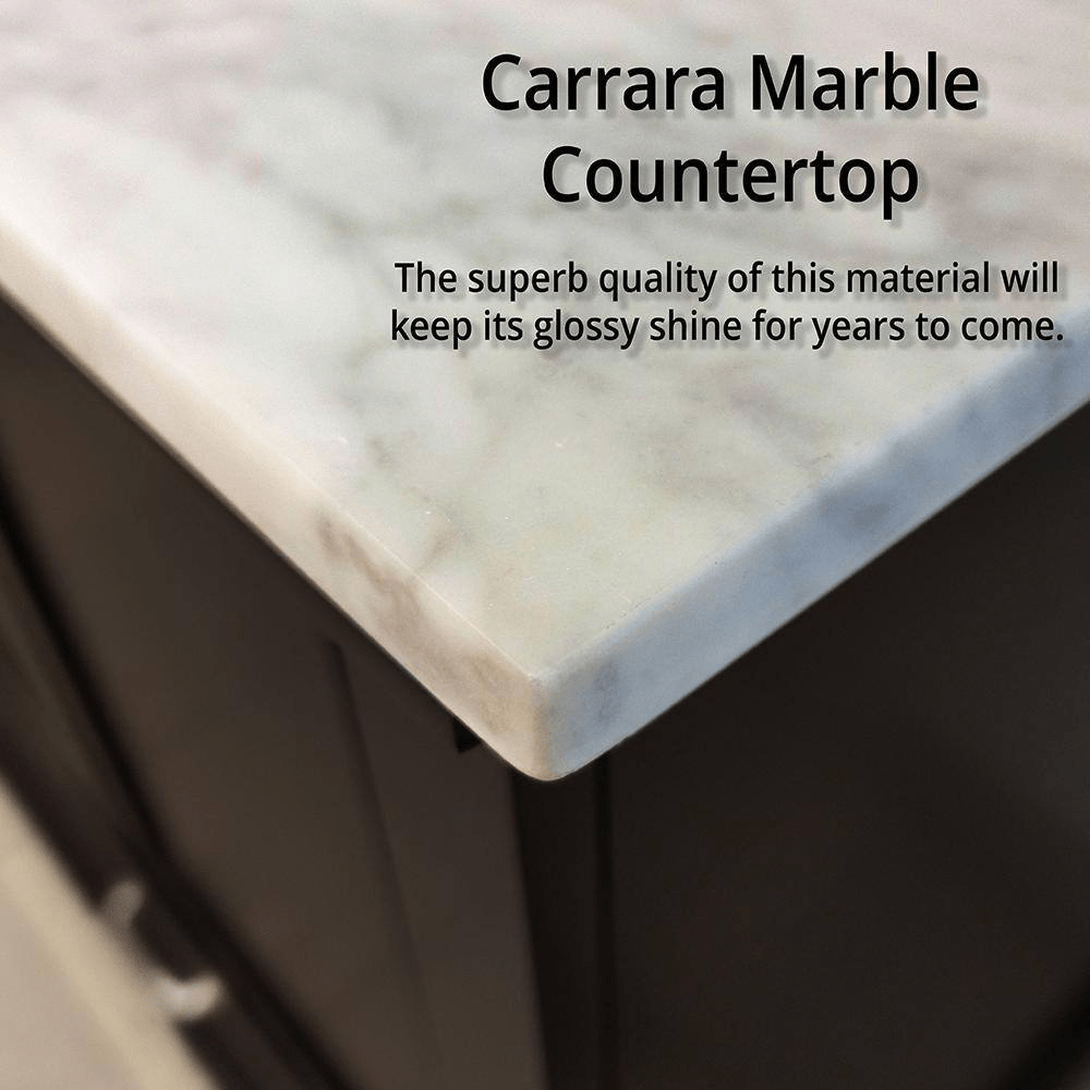 Dukes Freestanding Espresso Bathroom Freestanding Bathroom Vanity With Undermount Ceramic Sink with White Carrara Marble Top