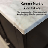 Dukes Freestanding Espresso Bathroom Freestanding Bathroom Vanity With Undermount Ceramic Sink with White Carrara Marble Top