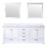 Dukes 80 In. Freestanding White Bathroom Vanity With Double Undermount Ceramic Sink, White Carrara Marble Top & 30 In. Mirrors - BUILDMYPLACE