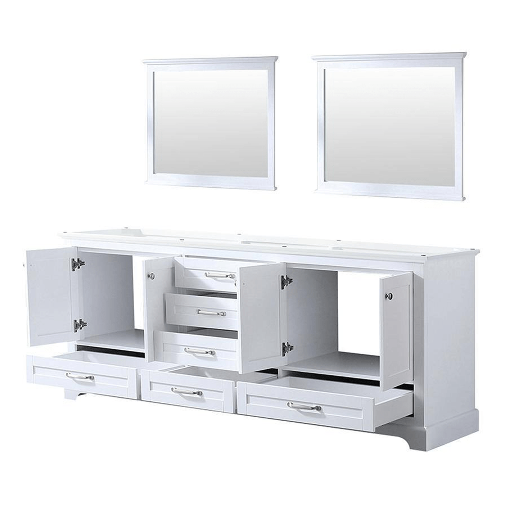 Dukes 80 In. White Freestanding Double Bathroom Vanity Cabinet Without Top & 30 In. Mirrors - BUILDMYPLACE