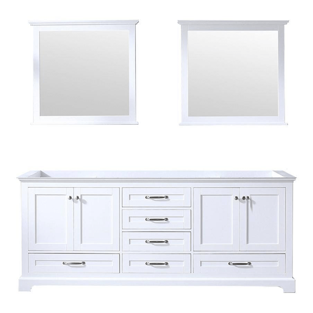 Dukes 80 In. White Freestanding Double Bathroom Vanity Cabinet Without Top & 30 In. Mirrors - BUILDMYPLACE