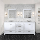 Dukes 80 In. White Freestanding Double Bathroom Vanity Cabinet Without Top & 30 In. Mirrors - BUILDMYPLACE