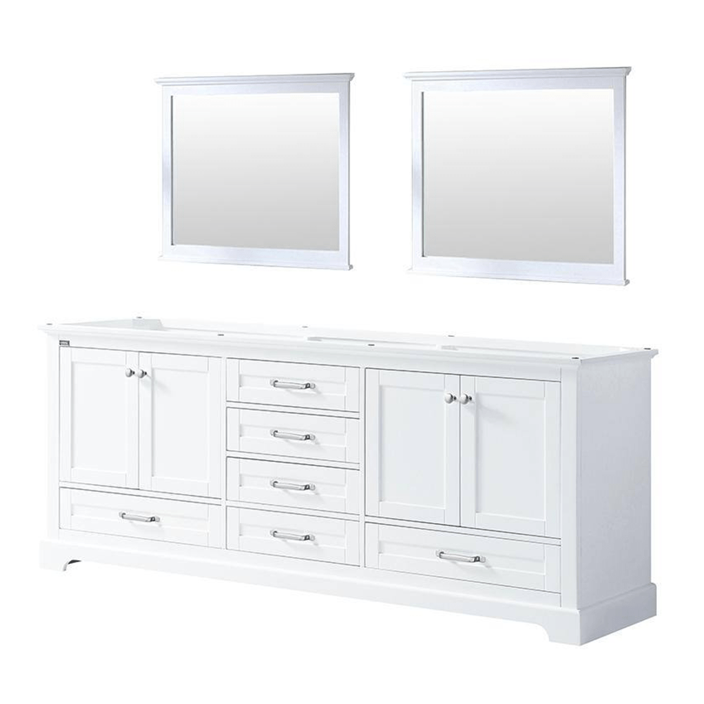 Dukes 80 In. White Freestanding Double Bathroom Vanity Cabinet Without Top & 30 In. Mirrors - BUILDMYPLACE