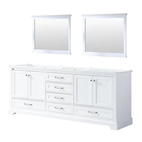 Dukes 80 In. White Freestanding Double Bathroom Vanity Cabinet Without Top & 30 In. Mirrors - BUILDMYPLACE