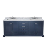Dukes Navy Blue Freestanding Bathroom Vanity with White Carrara Marble Top, White Square Sink