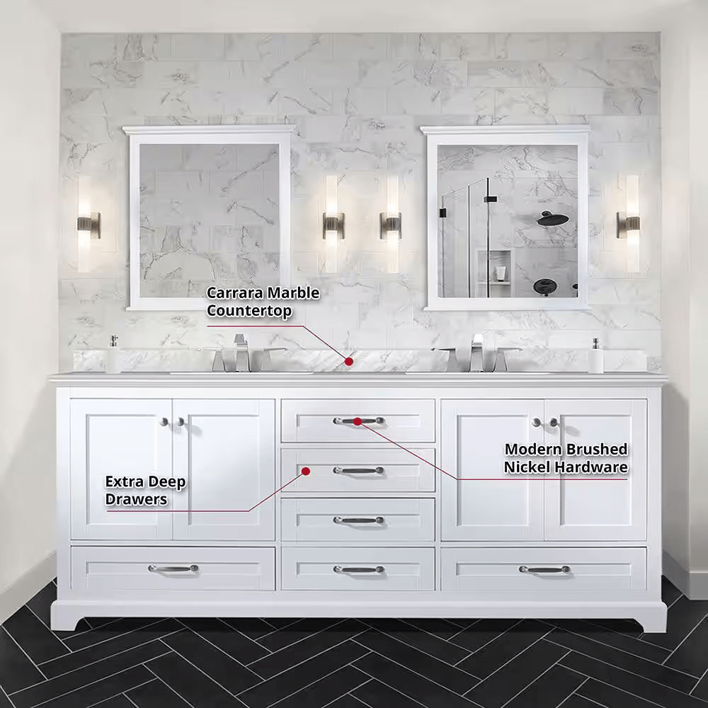 Dukes 80" White Vanity Cabinet Only - BUILDMYPLACE