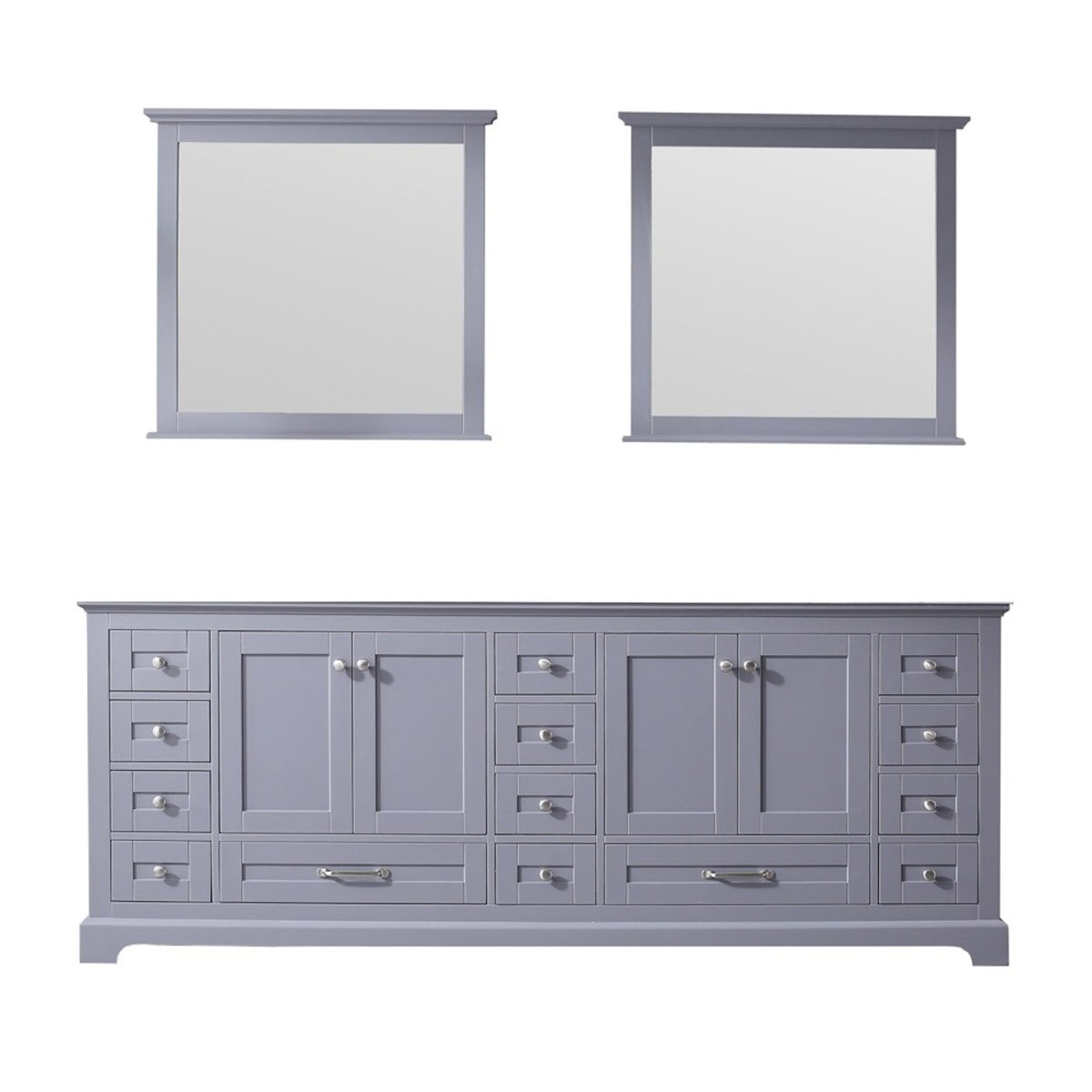 Dukes 84" Dark Grey Freestanding Bathroom Vanity Cabinet Without Top & 34" Mirrors - BUILDMYPLACE