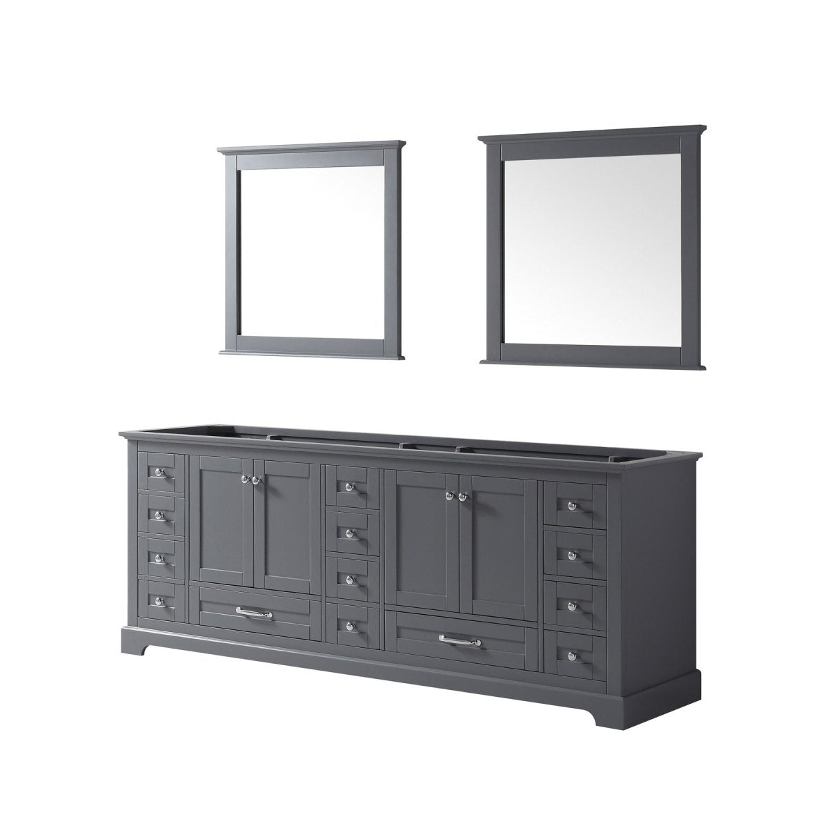 Dukes 84" Dark Grey Freestanding Bathroom Vanity Cabinet Without Top & 34" Mirrors - BUILDMYPLACE