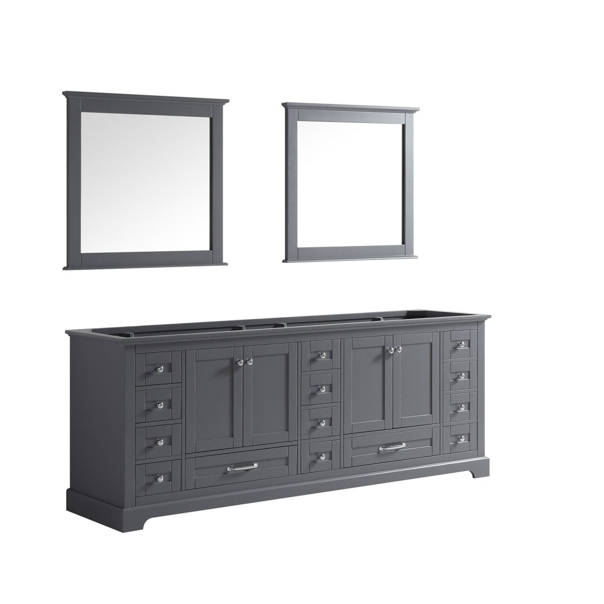 Dukes 84" Dark Grey Freestanding Bathroom Vanity Cabinet Without Top & 34" Mirrors - BUILDMYPLACE