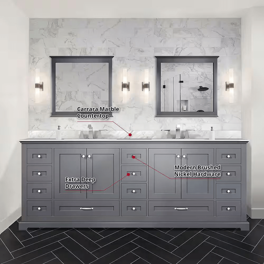 Dukes 84" Dark Grey Vanity Cabinet Only - BUILDMYPLACE