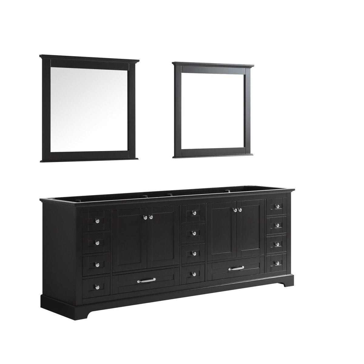 Dukes 84 In. Espresso Freestanding Double Bathroom Vanity Cabinet Without Top & 34 In. Mirrors - BUILDMYPLACE