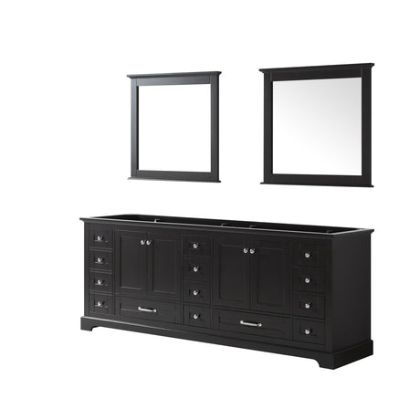 Dukes 84 In. Espresso Freestanding Double Bathroom Vanity Cabinet Without Top & 34 In. Mirrors - BUILDMYPLACE