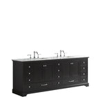 Dukes 84 In. Freestanding Espresso Bathroom Vanity With Double Undermount Ceramic Sink, White Carrara Marble Top - BUILDMYPLACE