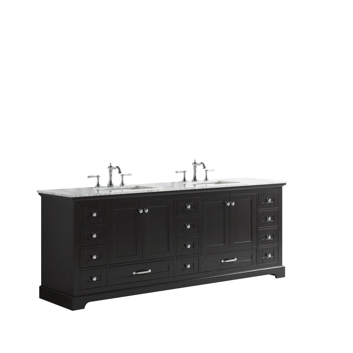 Dukes Freestanding Espresso Bathroom Freestanding Bathroom Vanity With Undermount Ceramic Sink with White Carrara Marble Top