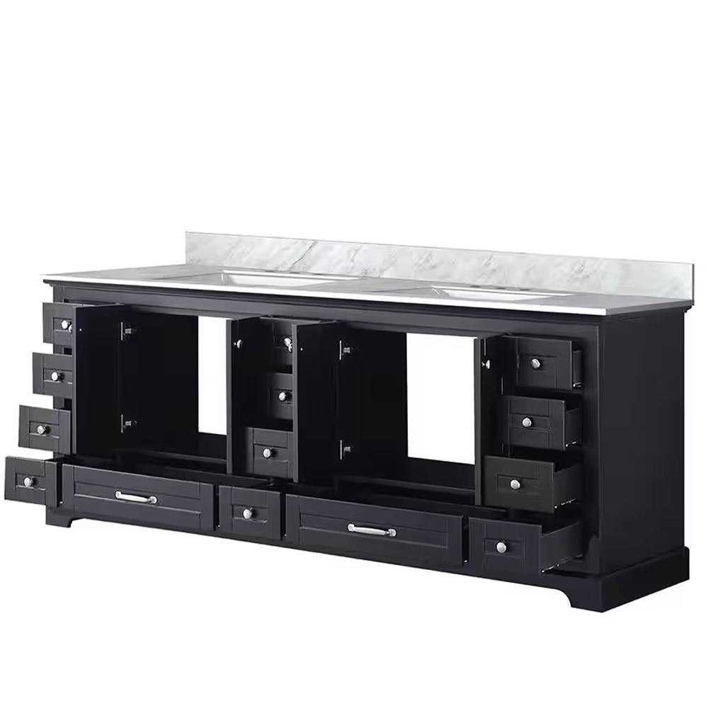 Dukes Freestanding Espresso Bathroom Freestanding Bathroom Vanity With Undermount Ceramic Sink with White Carrara Marble Top