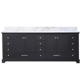 Dukes Freestanding Espresso Bathroom Freestanding Bathroom Vanity With Undermount Ceramic Sink with White Carrara Marble Top
