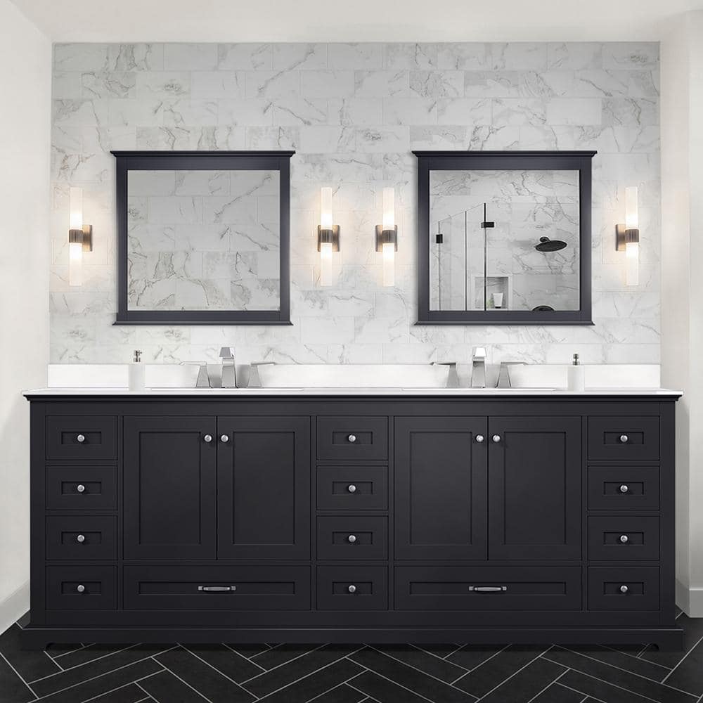 Dukes Espresso Freestanding Bathroom Vanity with White Quartz Top, White Square Sink