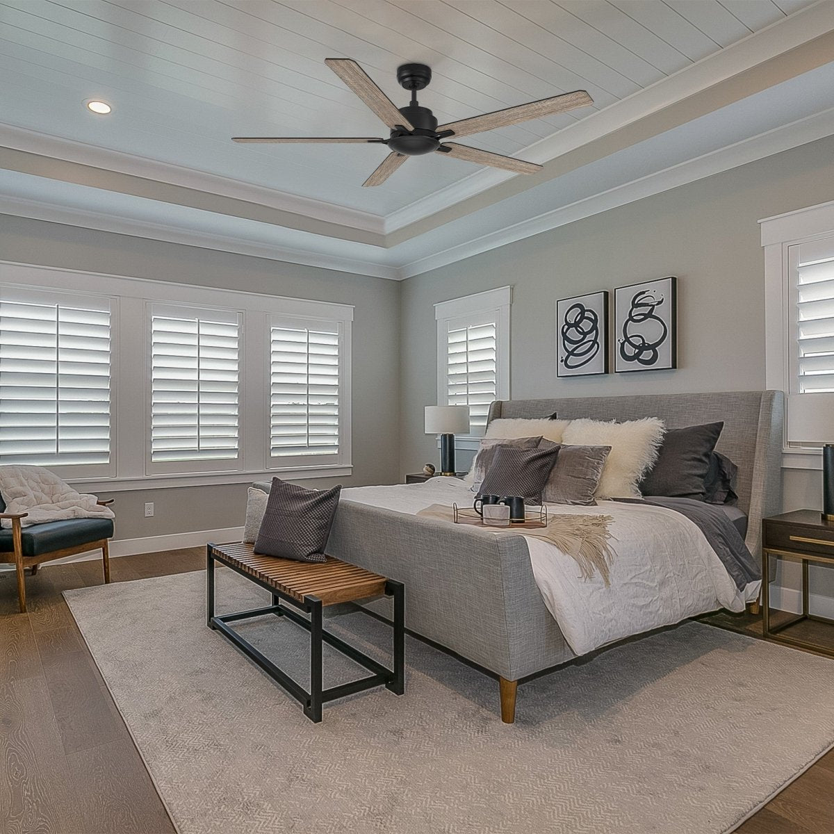 DUNKIRK 60 inch 5 - Blade No Light Ceiling Fan with Remote - LEDMyPlace