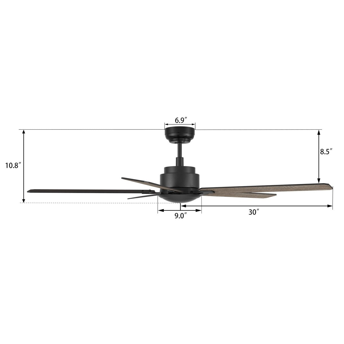 DUNKIRK 60 inch 5 - Blade No Light Ceiling Fan with Remote - LEDMyPlace