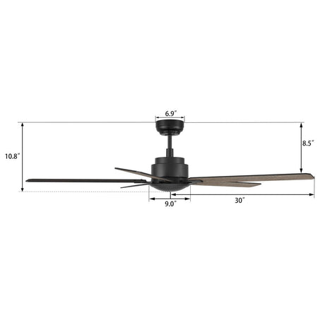 DUNKIRK 60 inch 5 - Blade No Light Ceiling Fan with Remote - LEDMyPlace