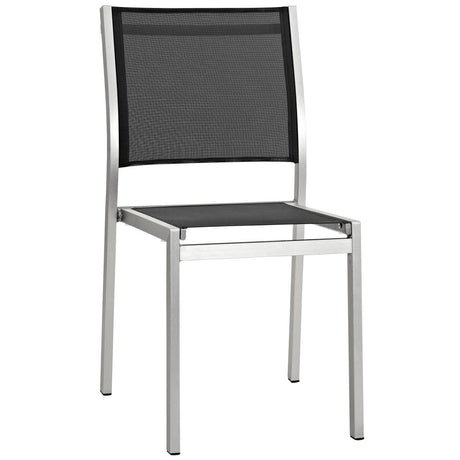 Durable Shore Outdoor Patio Aluminum Dining Room Sets In Silver Black - 5 Piece - BUILDMYPLACE
