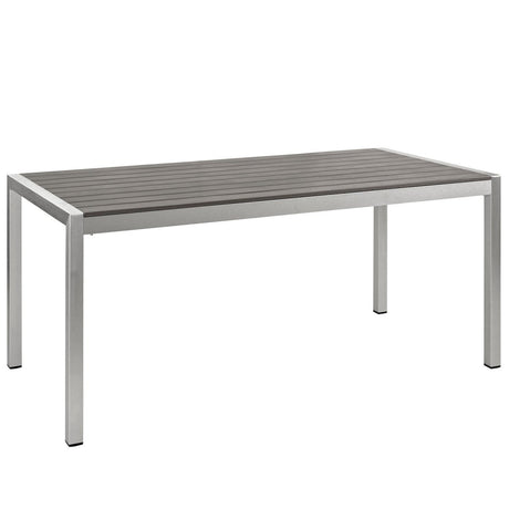 Durable Shore Outdoor Patio Aluminum Dining Room Sets In Silver Black - 5 Piece - BUILDMYPLACE