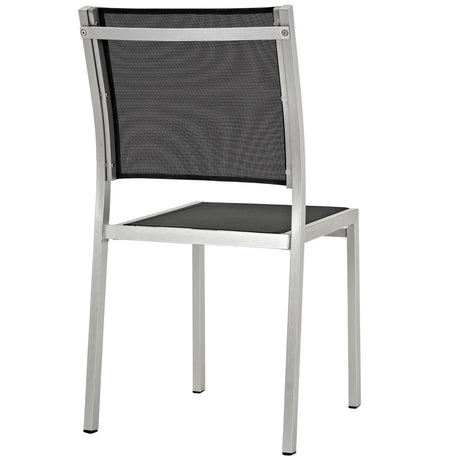 Durable Shore Outdoor Patio Aluminum Dining Room Sets In Silver Black - 5 Piece - BUILDMYPLACE
