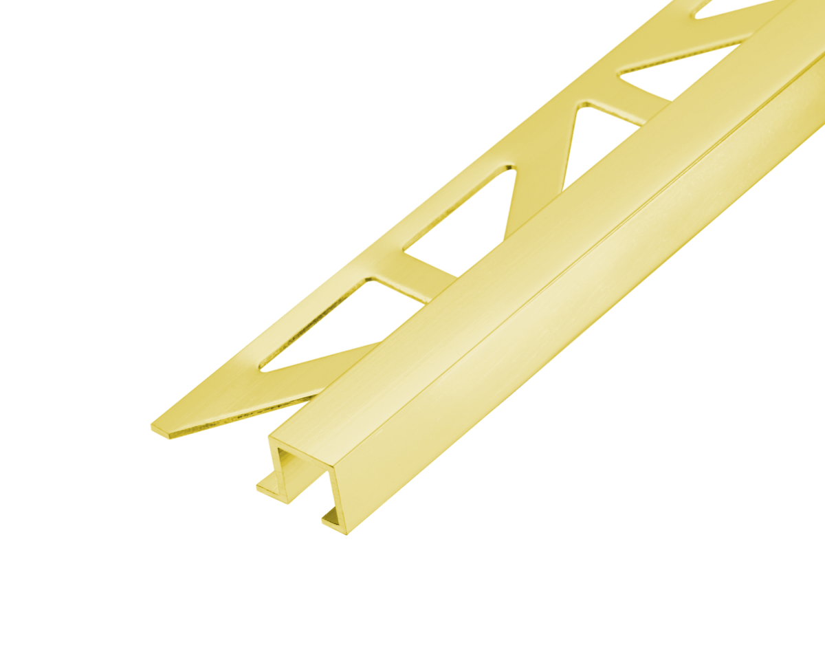 Dural Squareline Profile 11/32 in. Square Edge - Gold - High High Gloss Anodized - Tile edge Trim - BUILDMYPLACE