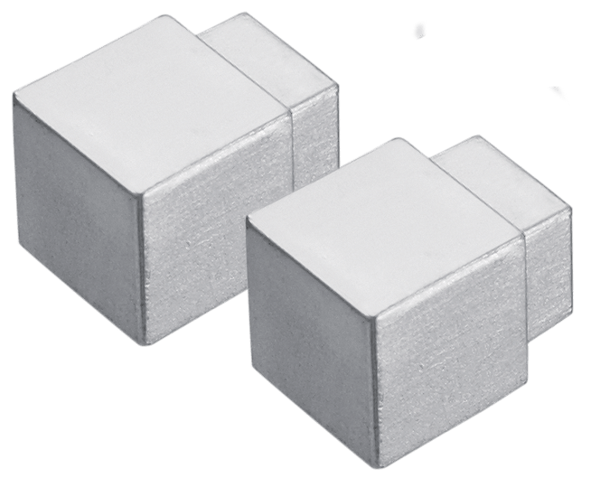 Dural Squareline Profile Int. and Ext. corner - Square Silver Aluminum Anodized - Tile Edge Trim 2 Pc. | DPSAE 125 - Y/2 - BUILDMYPLACE