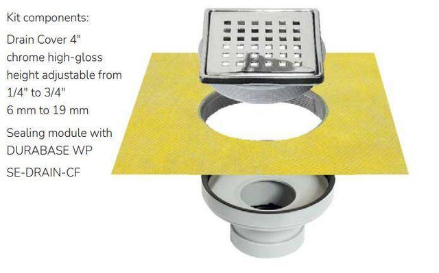 Dural TI - DRAIN KIT CF CHR - Drain assembly kit - 2 outlets - PVC/ABS/Steel - chrome - Tile edge trims - BUILDMYPLACE