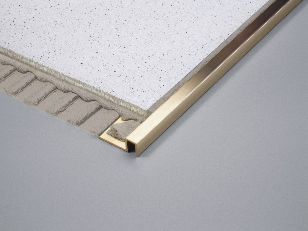 Duraplus Brass Tile trim - 11/32 - Brass Natural - Tile edge Trim For Walls and Floors. - BUILDMYPLACE