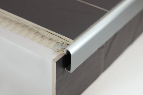 DURASTEP DP Worktop Trim 11/32 in. Aluminium - Silver Anodized - Tile Trim Edge - BUILDMYPLACE