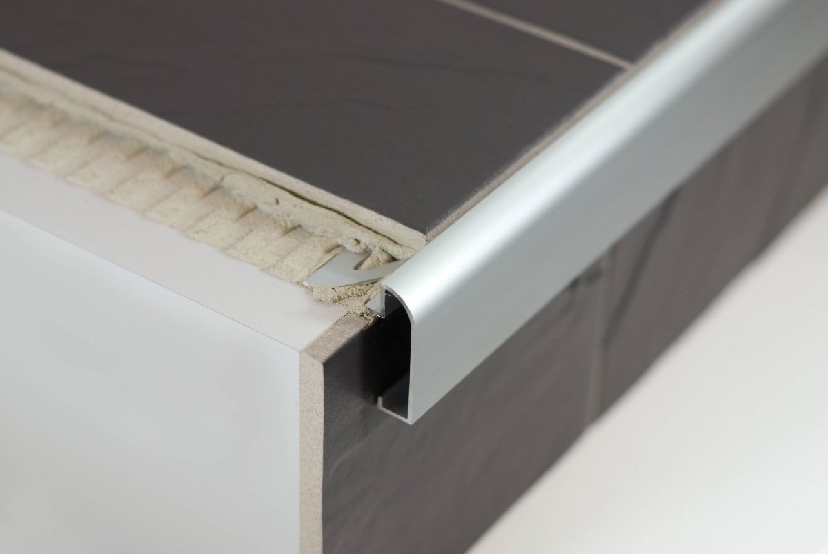 DURASTEP DP Worktop Trim 1/2 in. Aluminium - Silver Anodized - Tile Trim Edge - BUILDMYPLACE