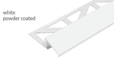 DURATRANS TR Transition Trim 1/2 in. White Powder Coated Aluminum Metal Tile Edge Trim - BUILDMYPLACE