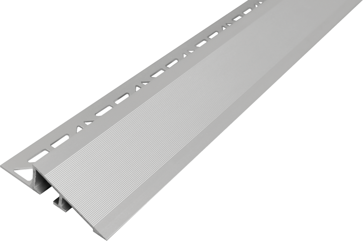 DURATRANS Transition Trim 1 25/32 in. Silver Anodized Aluminum Metal Tile Edge Trim - BUILDMYPLACE