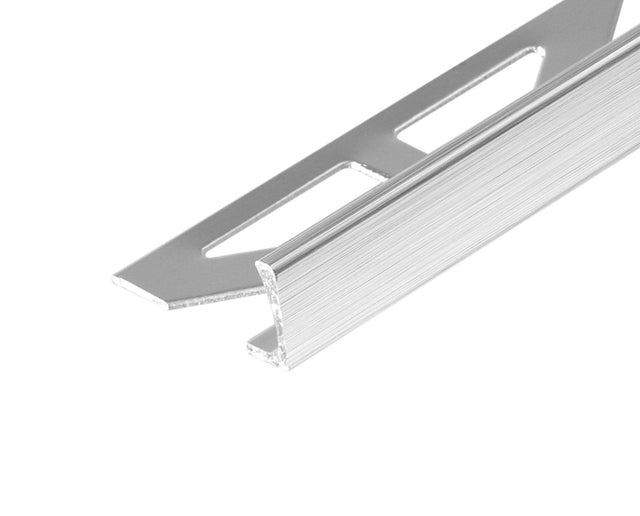 Durosol L Shaped Edge Trim 1/2 in - Silver - High Gloss Anaodized Brushed - Tile Edge Trim - BUILDMYPLACE