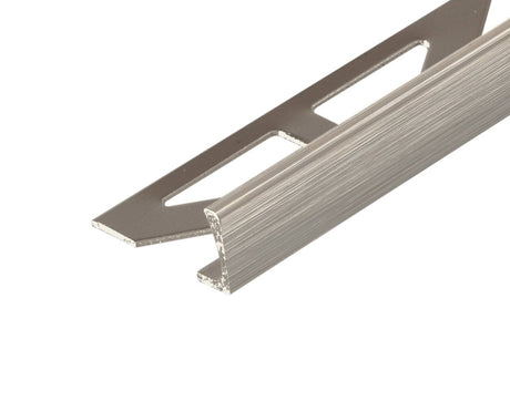 Durosol L Shaped Edge Trim 3/8 in - Nickel - High Gloss Anaodized Brushed - Tile Edge Trim - BUILDMYPLACE