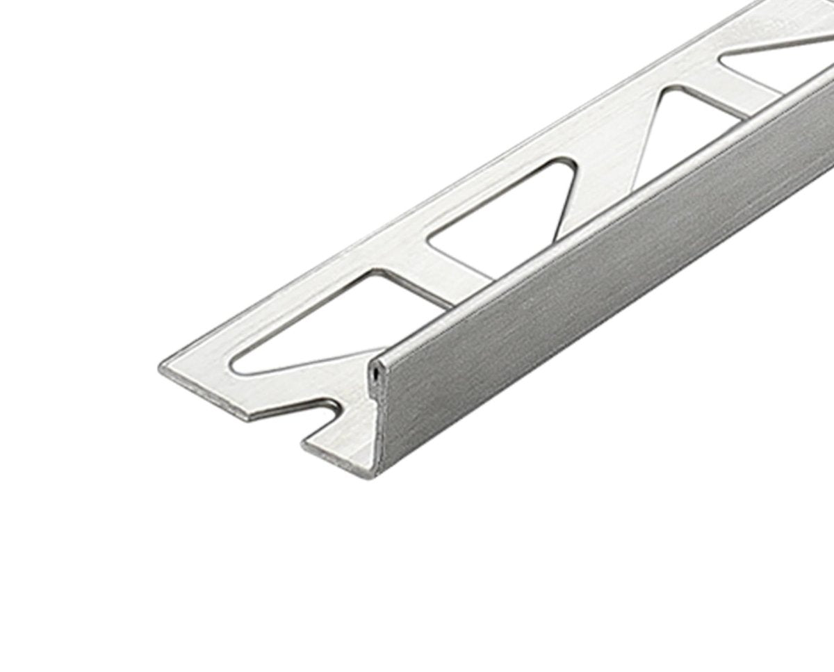 Durosol Profile 1/2 in. L - shaped edge trim Stainless Steel Brushed Metal Tile Trim - BUILDMYPLACE