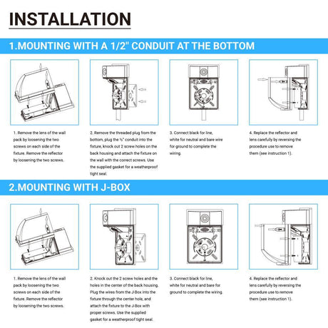 Dusk to Dawn - LED Wall Pack, 13W/18W/26W Wattage Adjustable, 3000K/4000K/5700K CCT Changeable, Outdoor Security Light - BUILDMYPLACE