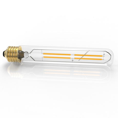 E26 8W Vintage LED Bulb T10 LED Tubular Bulb, 4 - Filament Light Bulb, Dimmable, 2700K, 120V/60Hz, 900LM, Clear - BUILDMYPLACE