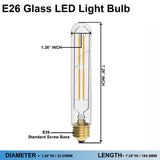 E26 8W Vintage LED Bulb T10 LED Tubular Bulb, 4 - Filament Light Bulb, Dimmable, 2700K, 120V/60Hz, 900LM, Clear - LEDMyPlace
