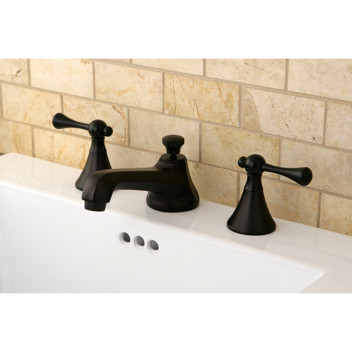 Ê8" Widespread Lavatory Faucet With Brass Pop Up, 5.1" In Spout Reach - BUILDMYPLACE