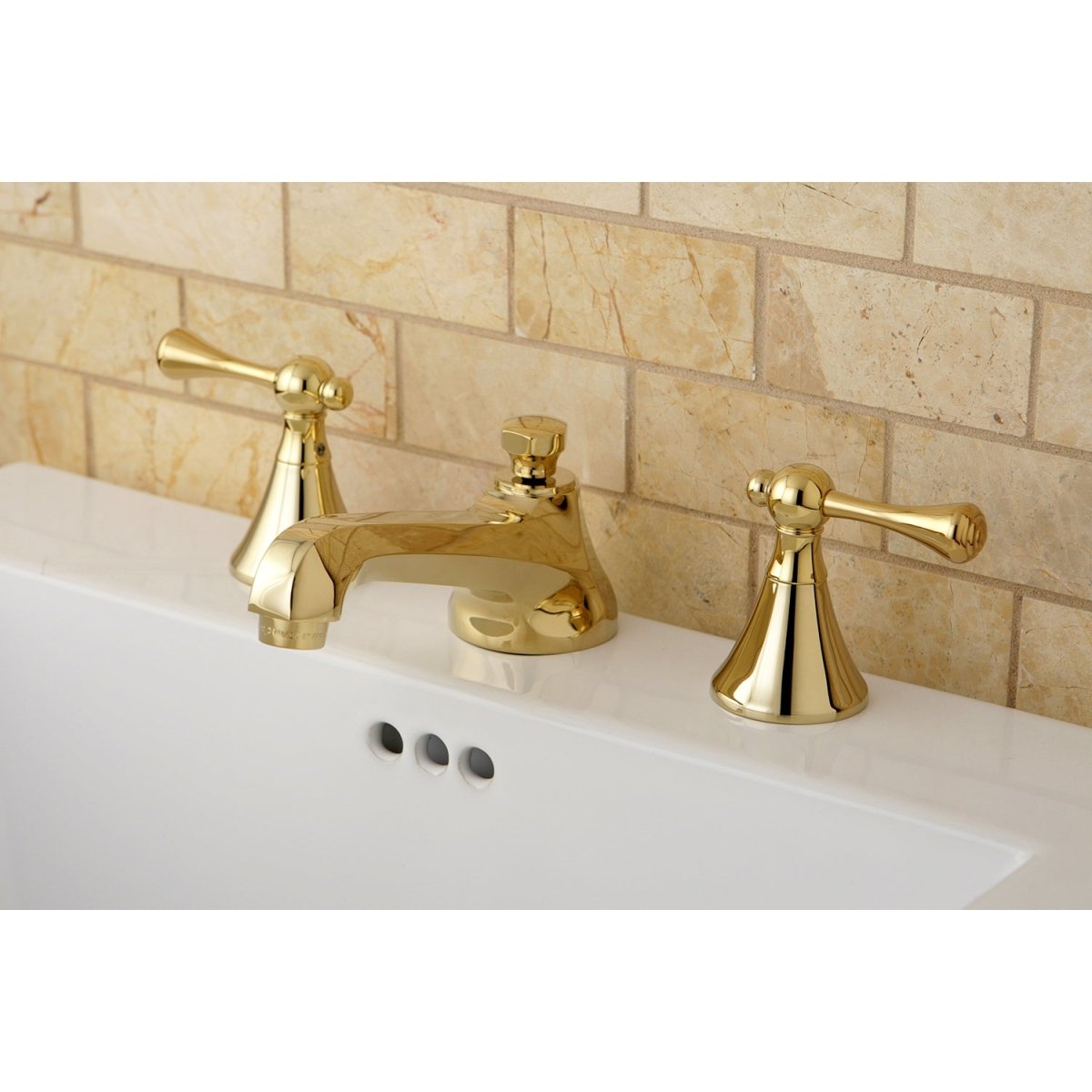 Ê8" Widespread Lavatory Faucet With Brass Pop Up, 5.1" In Spout Reach - BUILDMYPLACE