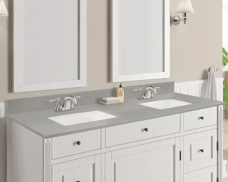 Earth Gray Quartz Rectangular Bathroom Vanity Sink Top - BUILDMYPLACE