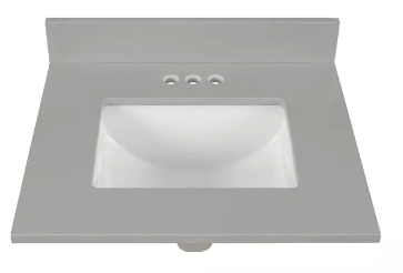 Earth Gray Quartz Rectangular Bathroom Vanity Sink Top - BUILDMYPLACE