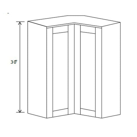 Easy Reach Corner Cabinet - 24 W X 30 H X 12 D - Aria White Shaker - BUILDMYPLACE