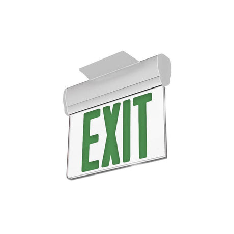 Edge Lit Green LED Exit Sign, 3W , 100 - 277 VAC, UL,CUL Listed, 90 - min Backup Battery, Surface Mount - BUILDMYPLACE