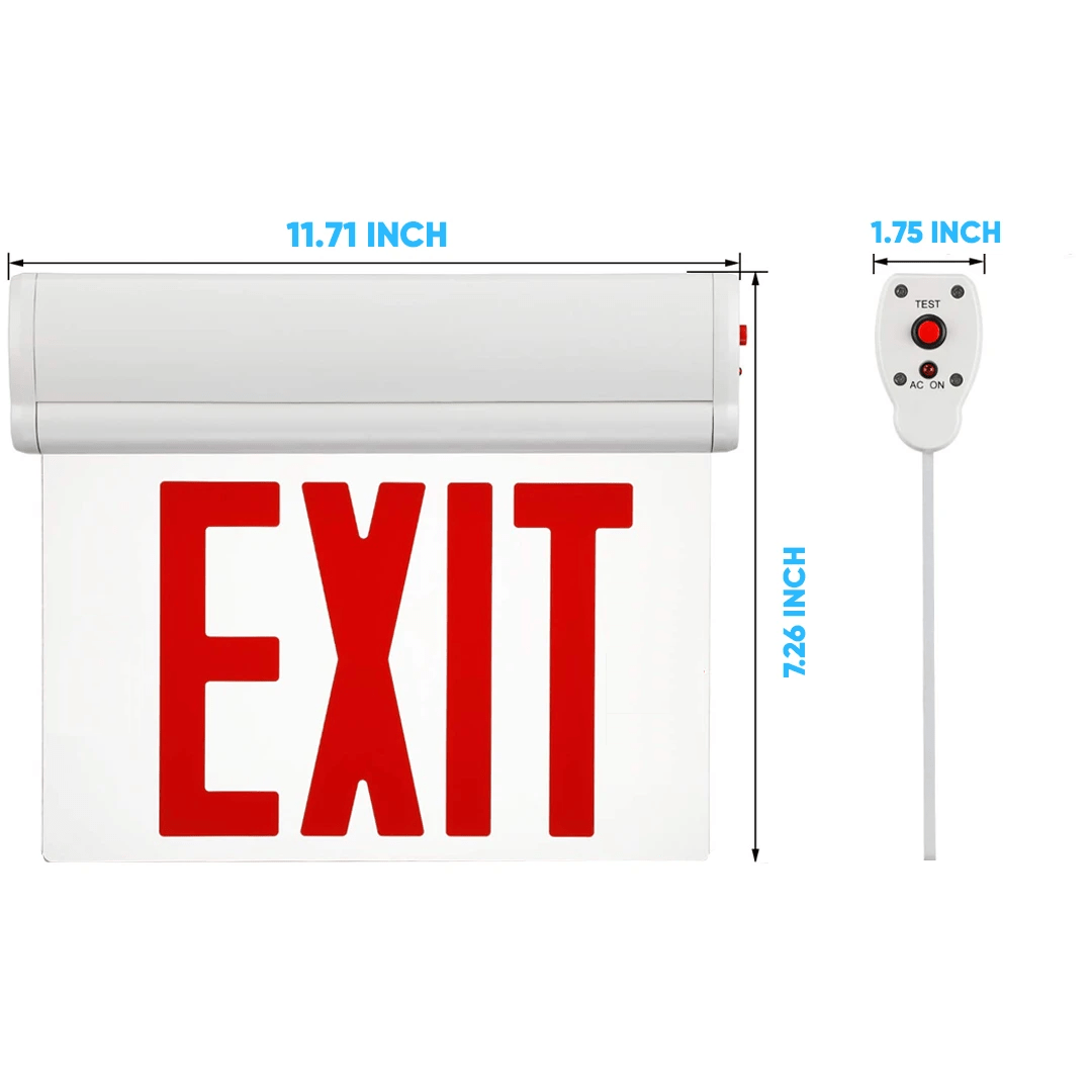 Edge Lit Red LED Exit Sign, 3W , Red, UL,CUL Listed, AC120 - 277V, Surface Mount, 90 - min Battery Backup - BUILDMYPLACE