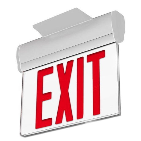 Edge Lit Red LED Exit Sign, 3W , Red, UL,CUL Listed, AC120 - 277V, Surface Mount, 90 - min Battery Backup - BUILDMYPLACE