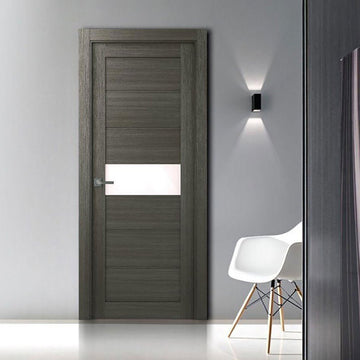 Edna Vetro Interior Door in Gray Oak Finish